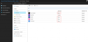 Office 365 Groups are labeled "Office" in the Group Type column.