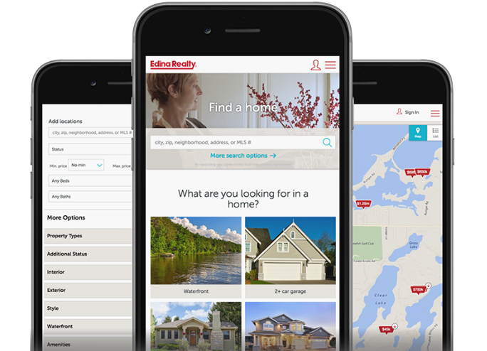 Image showing the Edina Realty website on different devices