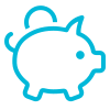 Icon of a piggy bank Icon of a piggy bank