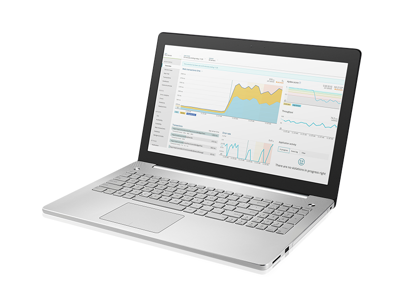 Image of a laptop open with graphs and data displaying