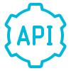 Icon showing a gear with the words API on it