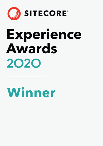 Badge showing the RBA is the winner of the 2020 Sitecore Experience Awards.