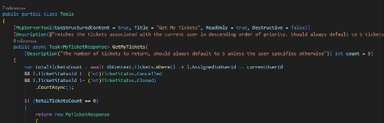 McpServerTool attribute usage